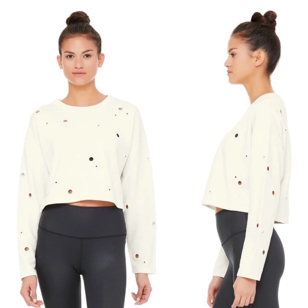 ALO XS CADENCE Pullover Sweater in cream NWT